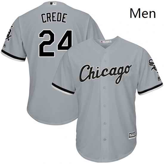 Mens Majestic Chicago White Sox 24 Joe Crede Replica Grey Road Cool Base MLB Jersey